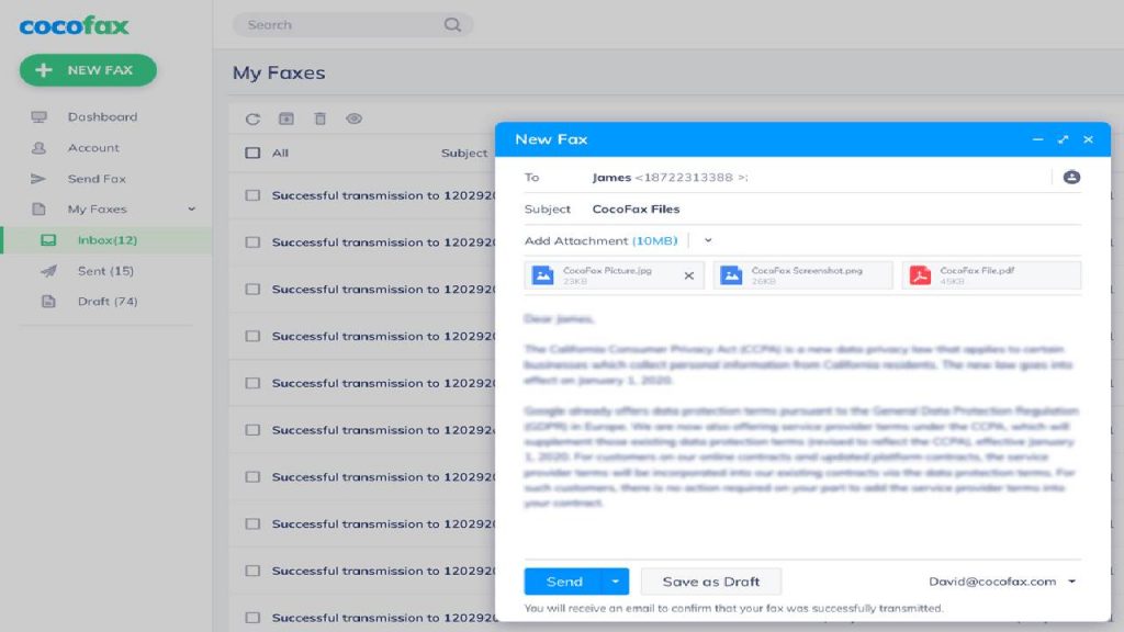 Send fax online with cocofax