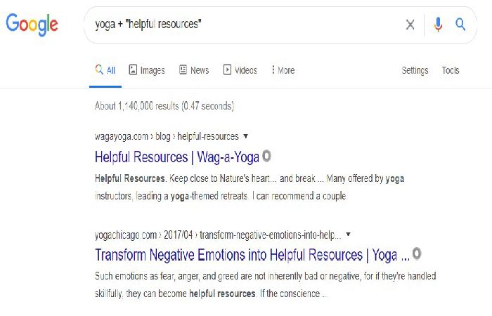 find resource pages in the Yoga niche