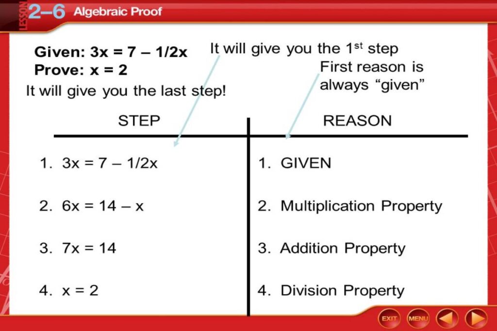 The Last Step In A Proof Contains The